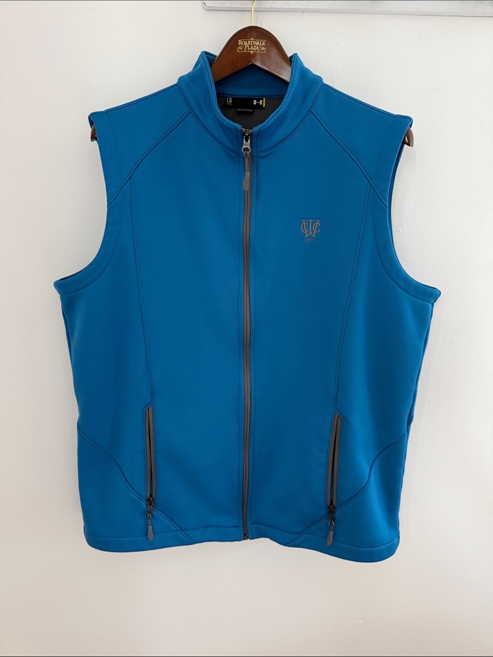 Under Armour Golf Fleece Vest Blue Sleeveless Zip Vest with Subtle Logo size L